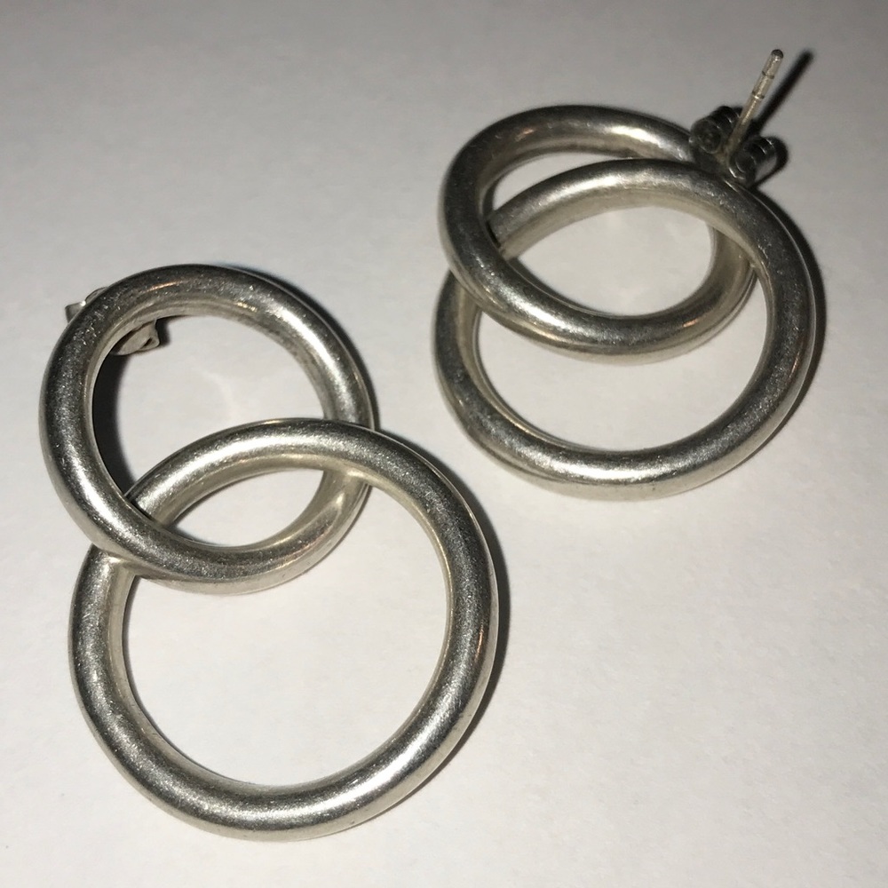 Minimal sterling silver hoop link earrings